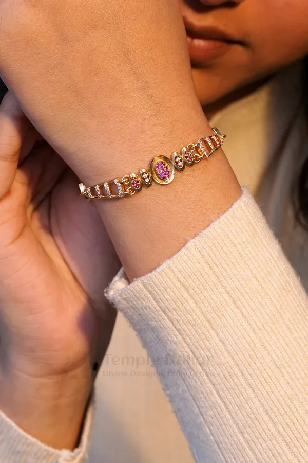 Rose_Gold_Designer_Bracelet_With_Ruby_Oval_Cluster_Center