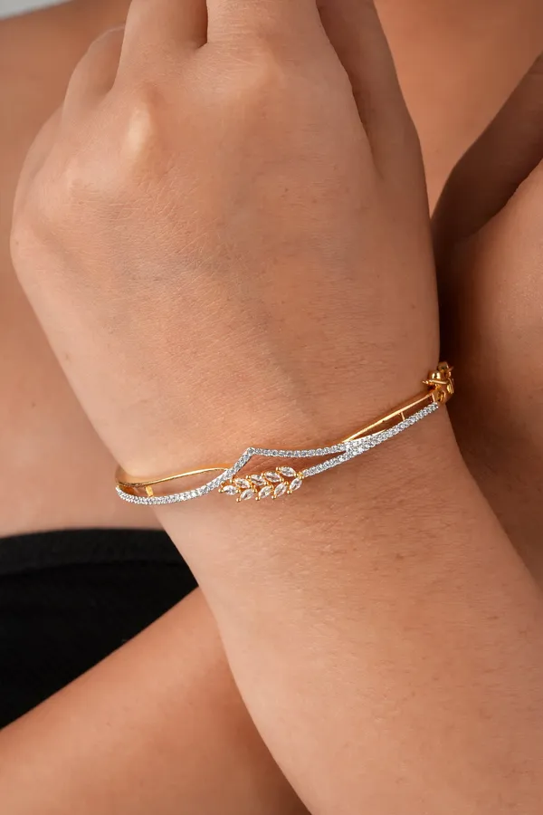 Brass_Gold_Leaf_American_Diamond_Cuff_Bracelate