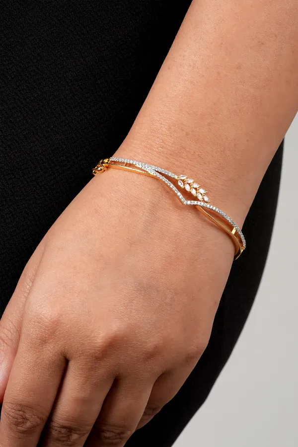 Brass_Gold_Leaf_American_Diamond_Cuff_Bracelate