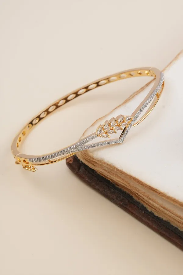 Brass_Gold_Leaf_American_Diamond_Cuff_Bracelate