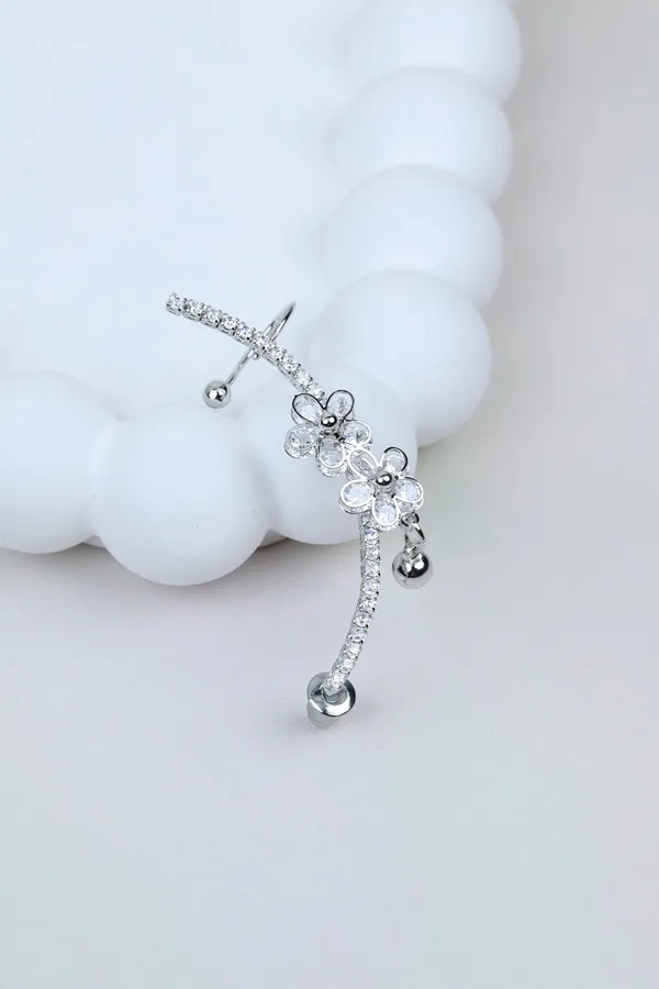 Floral_Motif_Silver_Ear_Cuff
