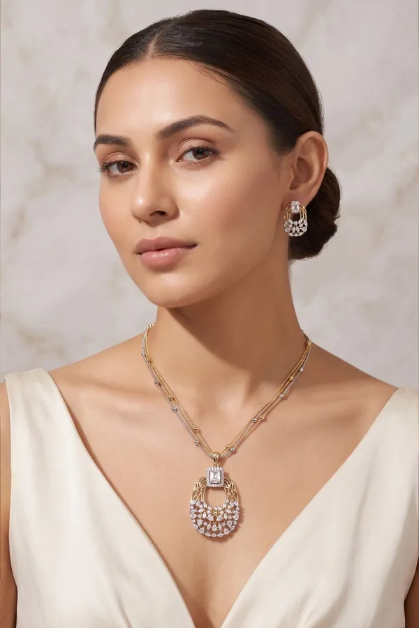 Elegant_American_Diamond_Pendent_Chain_Necklace_Set