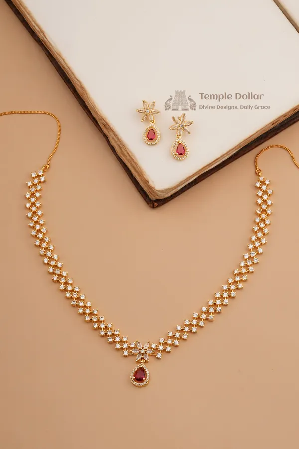 Exquisite_Floral_Teardrop_Necklace_Earrings_Set_Rose_Pink