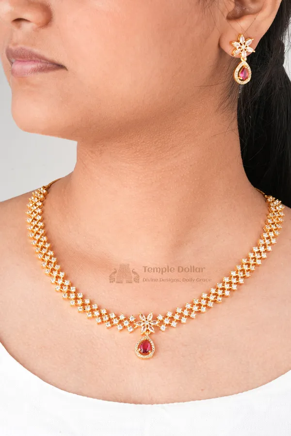 Exquisite_Floral_Teardrop_Necklace_Earrings_Set_Rose_Pink