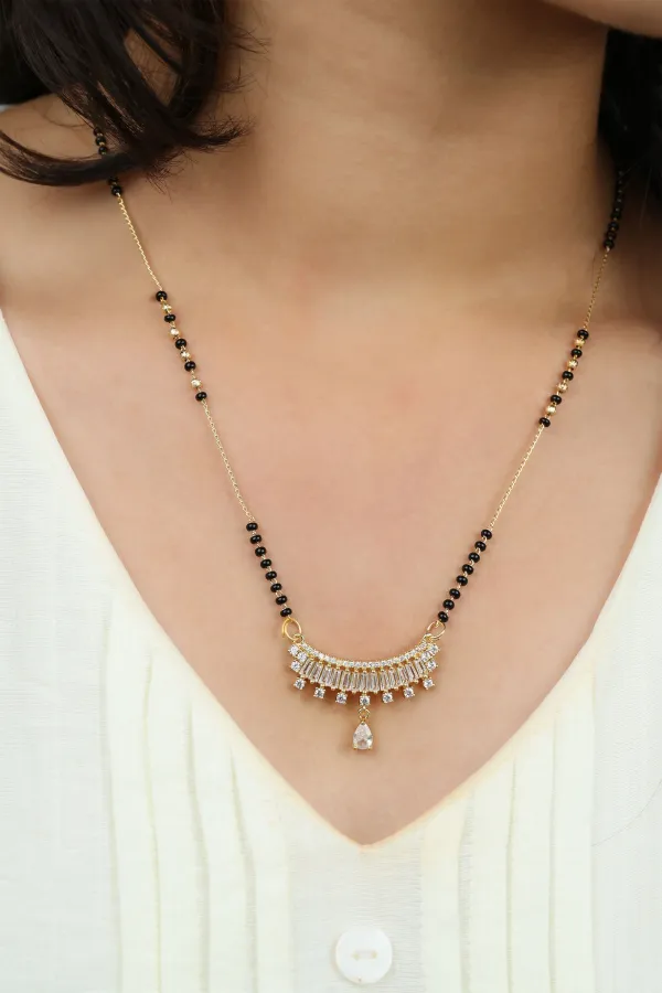 Gold_Baguette_CZ_Bar_Pendant_with_Drop_Mangalsutra_Necklace_