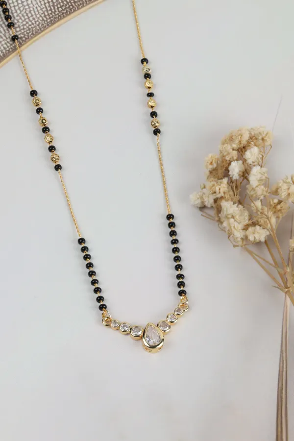 Gold_Pear_CZ_Solitaire_Pendant_Mangalsutra_Necklace