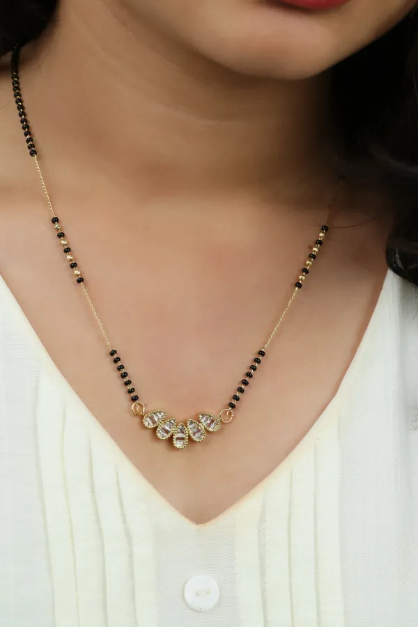Gold_Teardrop_Petal_CZ_Pendant_Necklace_Mangalsutra_for_Women