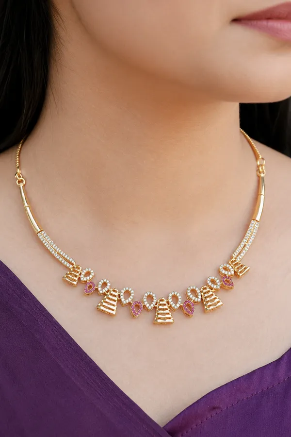 Antique_Triangle_Motif_Necklace_Earrings_Set_Ruby_Stones