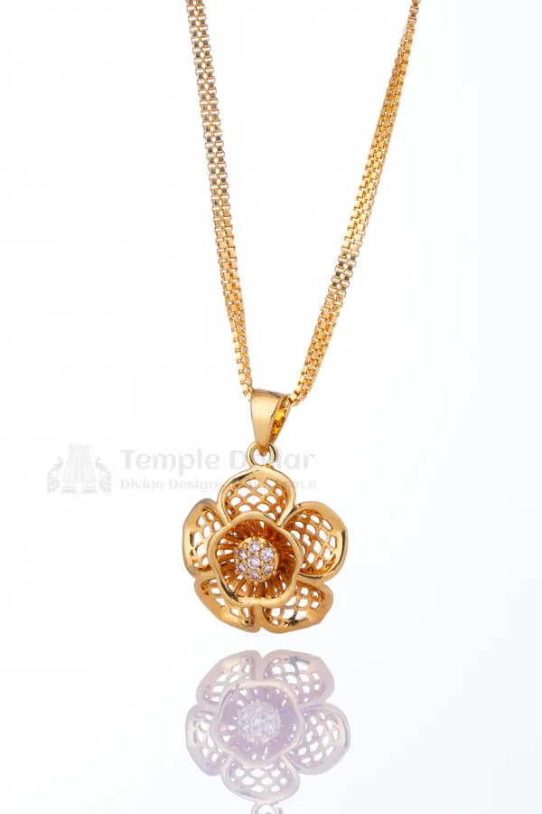 Floral_Bloom_Gold_Plated_Pendant_Chain