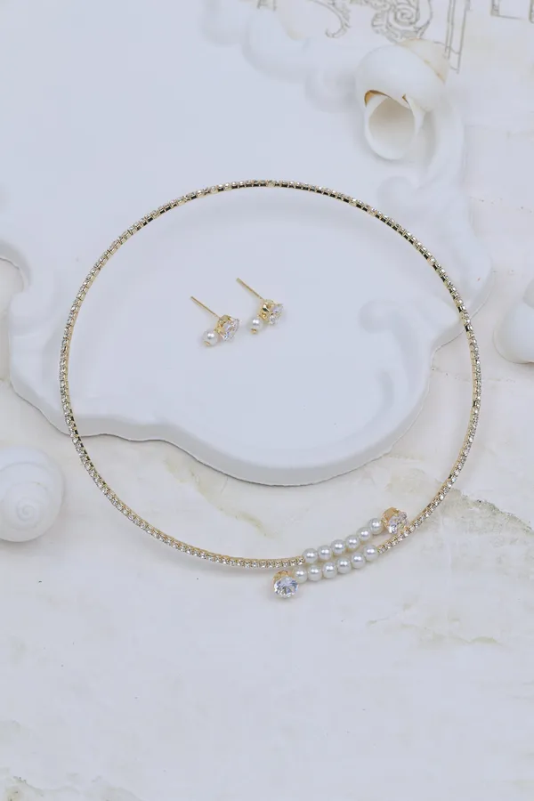 Besto_Gold-plated_Choker_and_Earring_Set