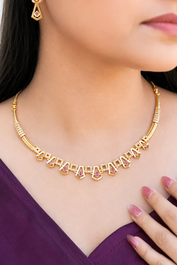 Antique_Pentagon_Motif_Necklace_Drop_Earrings_Set