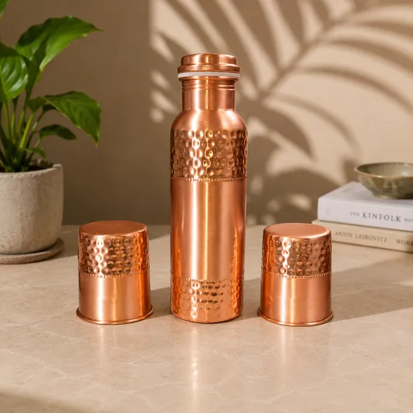 Copper_Hammered_Water_Bottle_1000_ml__Set_With_Two_Glasses_250_ml_Each