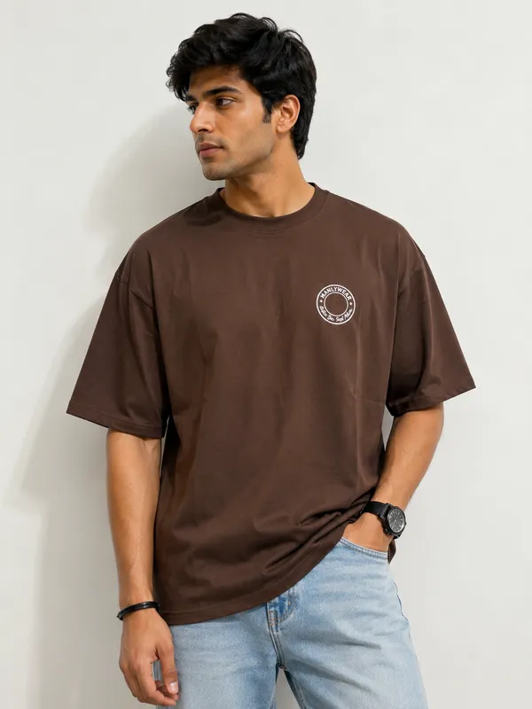 Oversized_Coffee_Brown_Cotton_T_Shirt_For_Men