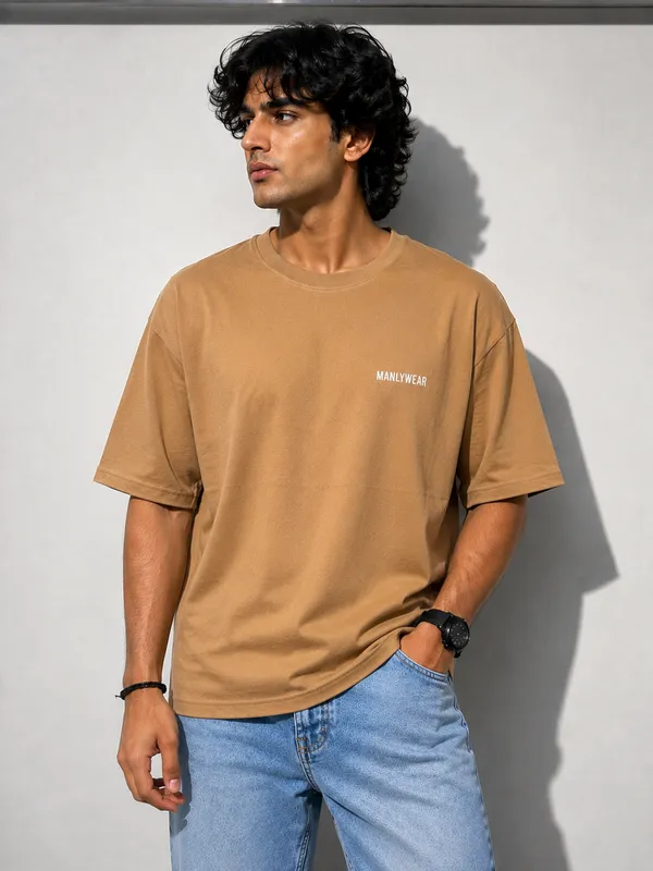 Oversized_Beige_Cotton_T_Shirt_For_Men
