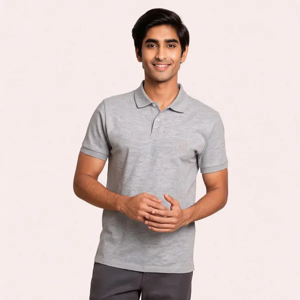 Grey_Melange_Cotton_Polo_T_Shirt_For_Men