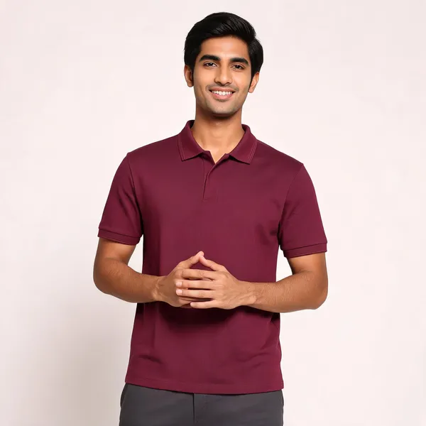 Maroon_Cotton_Polo_T_Shirt_For_Men