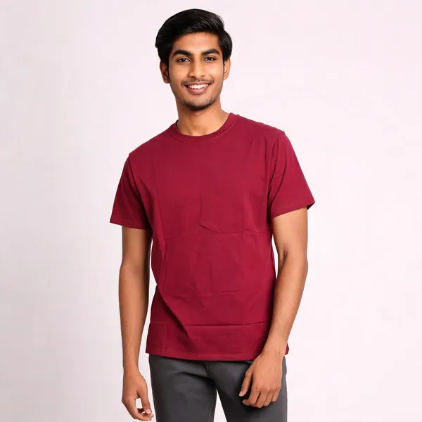 Maroon_Cotton_Round_Neck_T_Shirt_For_Men