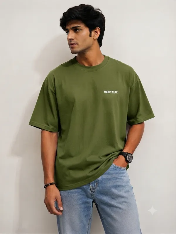 Oversized_Olive_Green_Cotton_T_Shirt_For_Men