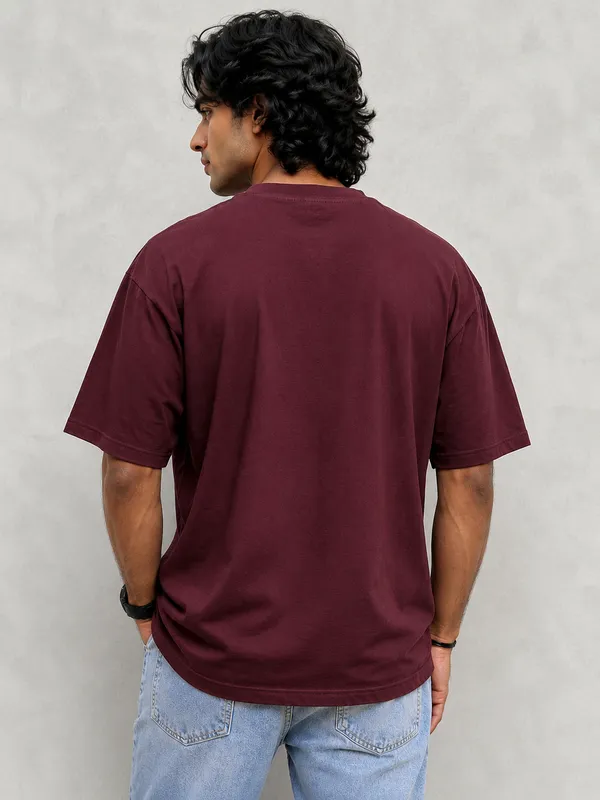 Oversized_Wine_Cotton_T_Shirt_For_Men