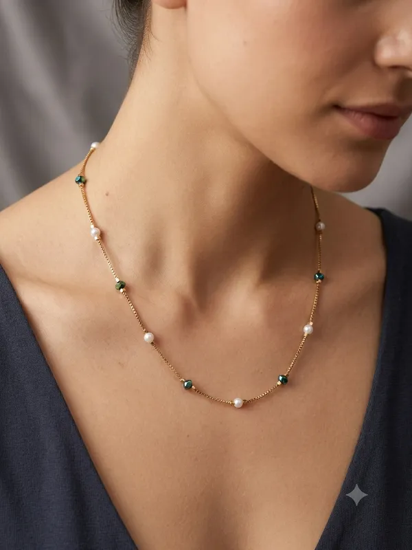 Multicolor_Beaded_Delicate_Chain_Necklace_For_Women