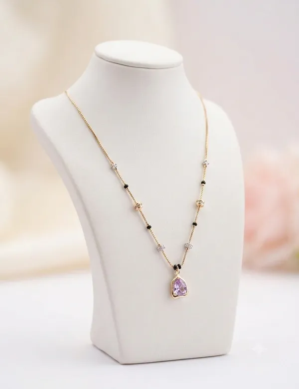 Multicolor_Bead_Purple_Teardrop_Pendant_Necklace_For_Women