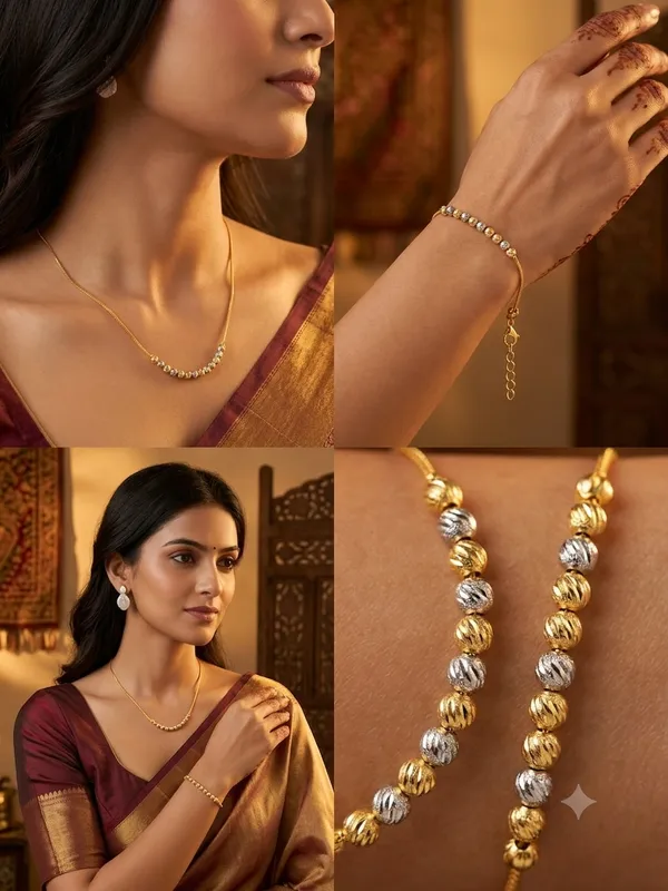 Premium_Tu-Tone_Necklace_&_Bracelet_Jewelry_Combo_Set_For_Women