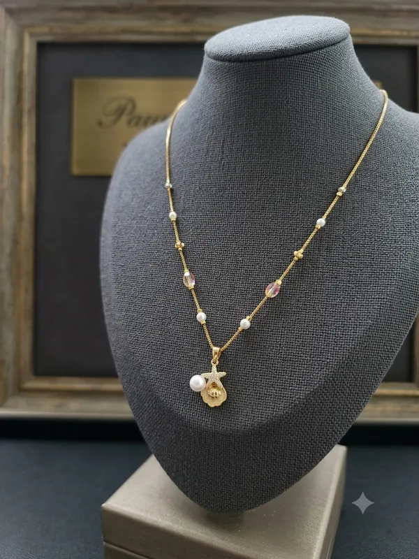 Multicolor_Pearl_Beaded_Shell_Pendant_Necklace_For_Women
