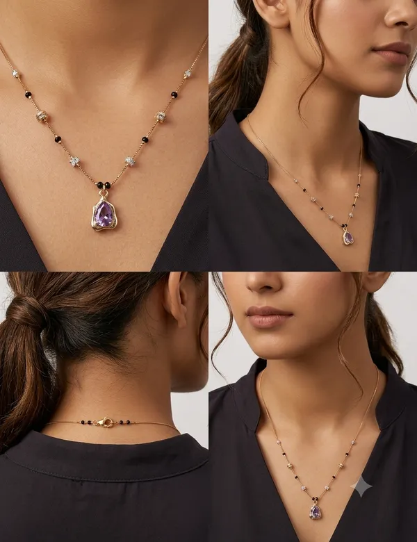 Multicolor_Bead_Purple_Teardrop_Pendant_Necklace_For_Women