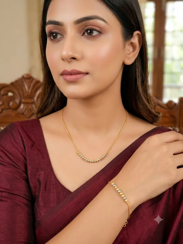 Premium_Tu-Tone_Necklace_&_Bracelet_Jewelry_Combo_Set_For_Women