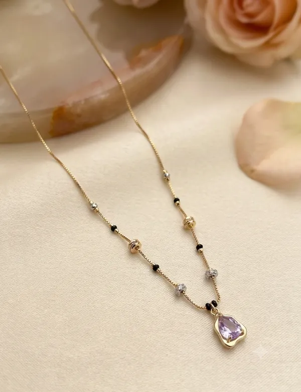 Multicolor_Bead_Purple_Teardrop_Pendant_Necklace_For_Women