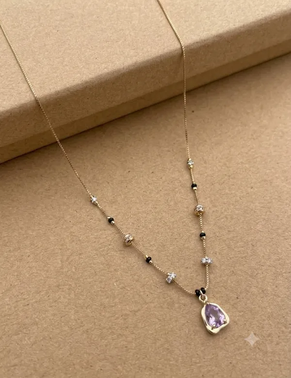 Multicolor_Bead_Purple_Teardrop_Pendant_Necklace_For_Women