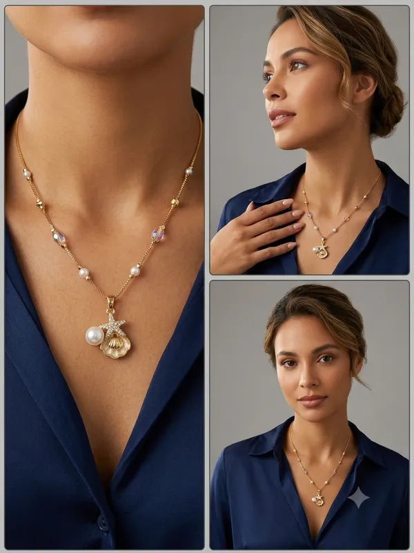 Multicolor_Pearl_Beaded_Shell_Pendant_Necklace_For_Women
