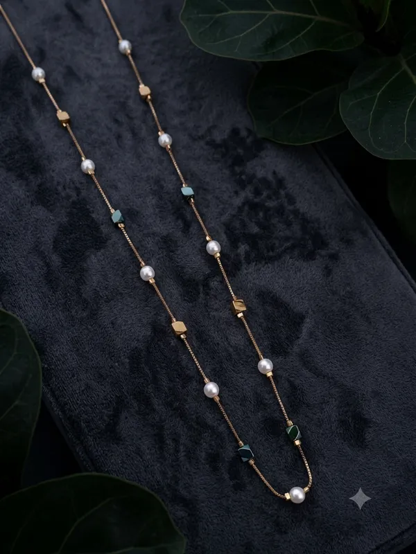 Multicolor_Pearl_Beaded_Delicate_Chain_Necklace_For_Women