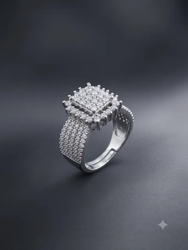 Silver_Square_Rhinestone_Embellished_Statement_Ring_For_Women