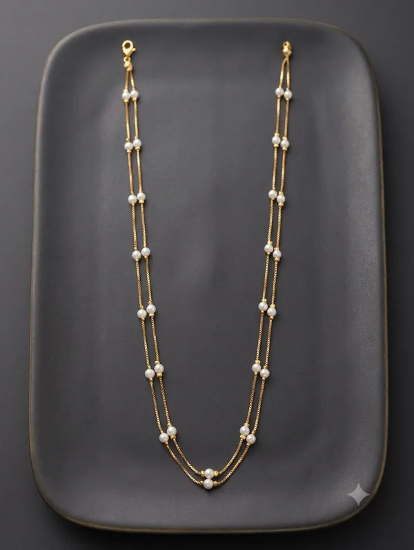 Multicolor_Pearl_Accented_Layered_Chain_Necklace_For_Women