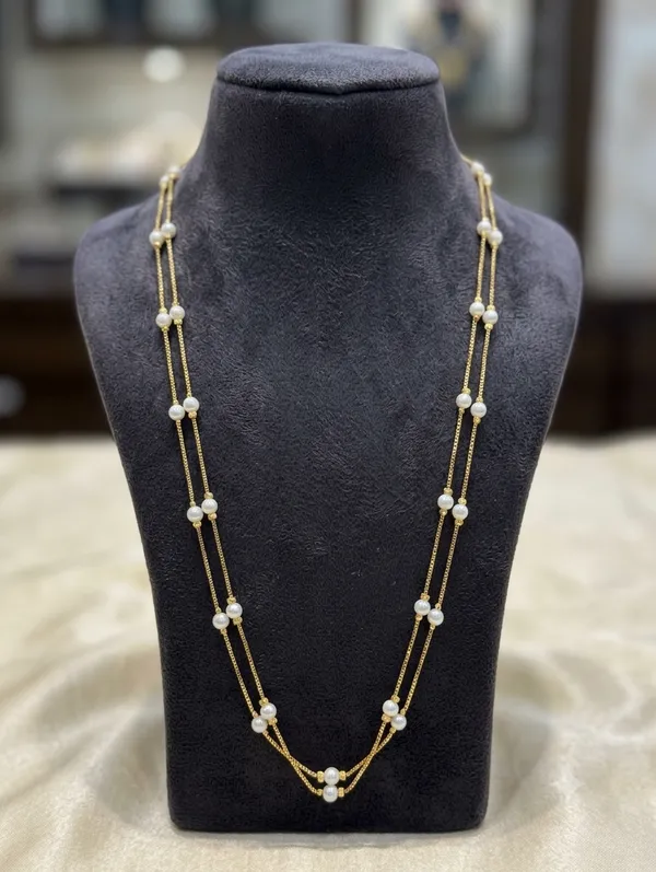 Multicolor_Pearl_Accented_Layered_Chain_Necklace_For_Women