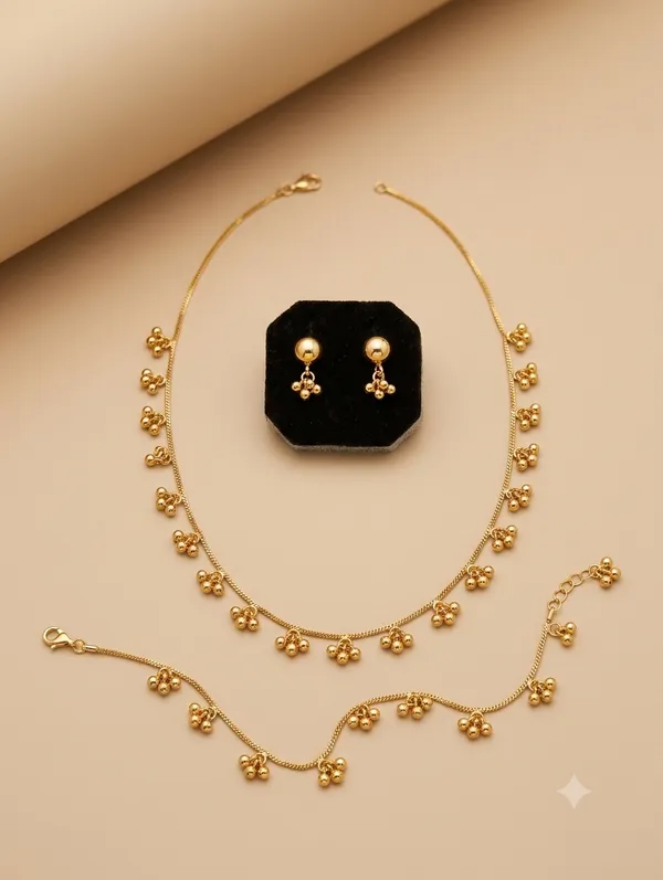 Multi_Floral_Charm_Jewelry_Combo_Set_(Necklace+Earrings+Bracelet)_For_Women