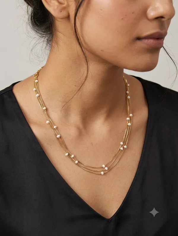 Multicolor_Pearl_Beaded_Layered_Chain_Necklace_For_Women