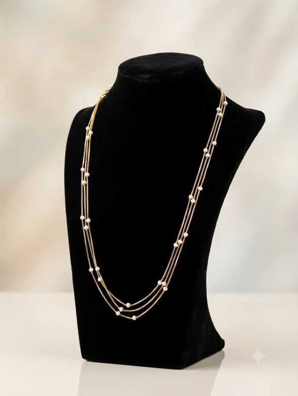 Multicolor_Pearl_Beaded_Layered_Chain_Necklace_For_Women