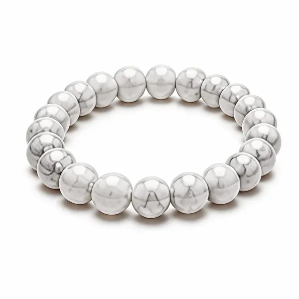 White_Howlite_Beaded_Bracelet_For_Unisex