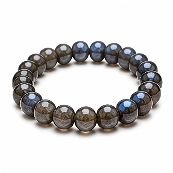 Grey_Smoky_Quartz_Gemstone_Beaded_Bracelet_For_Unisex