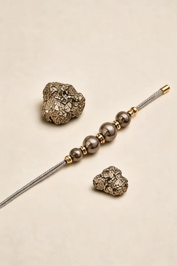 Gold_Pyrite_Crystal_Beaded_Rakhi_For_Unisex
