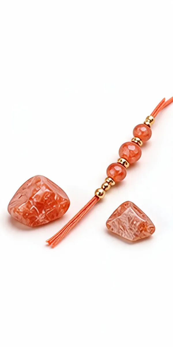 Orange_Sunstone_Crystal_Beaded_Rakhi_For_Unisex