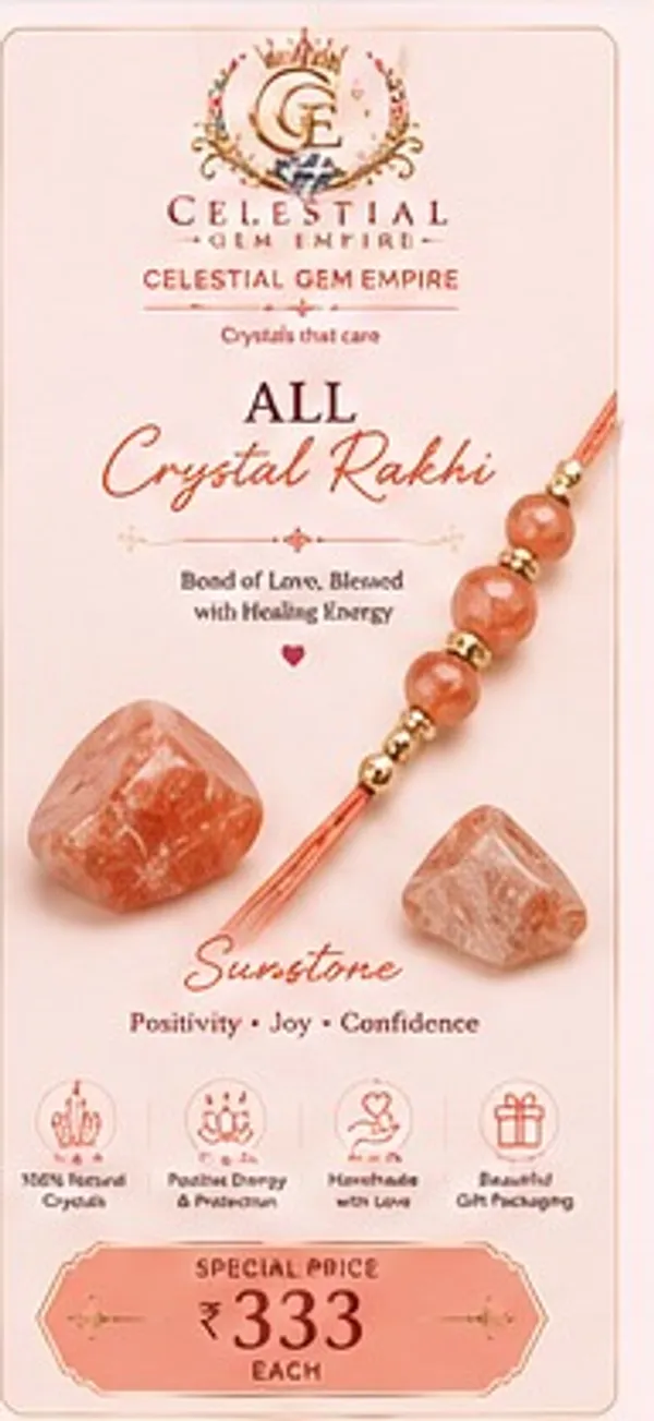 Orange_Sunstone_Crystal_Beaded_Rakhi_For_Unisex
