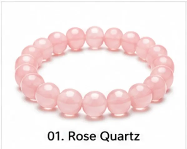 Pink_Rose_Quartz_Gemstone_Beaded_Bracelet_For_Unisex