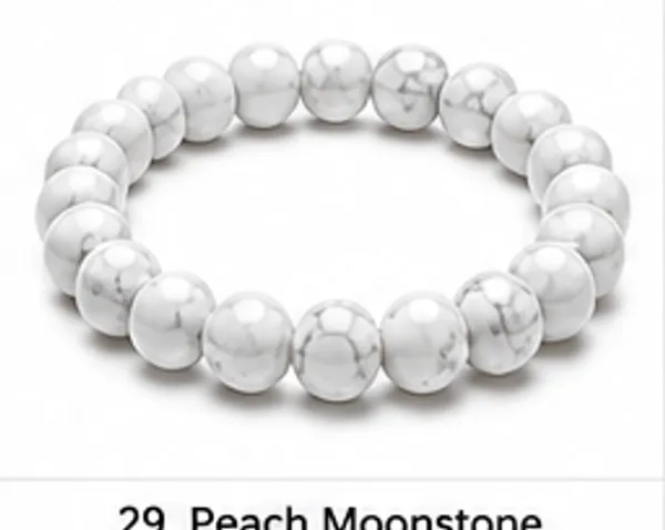 White_Peach_Moonstone_Beaded_Bracelet_For_Unisex
