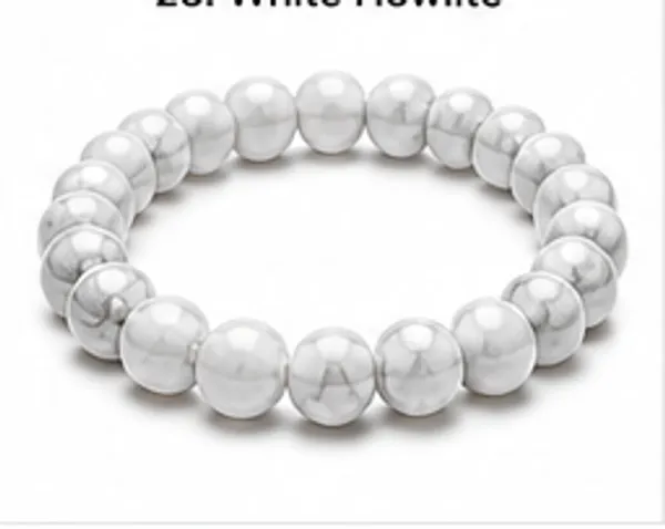 White_Howlite_Beaded_Bracelet_For_Unisex