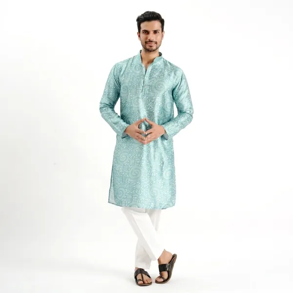 Rama_Green_Silk_Printed_Kurta_For_Men