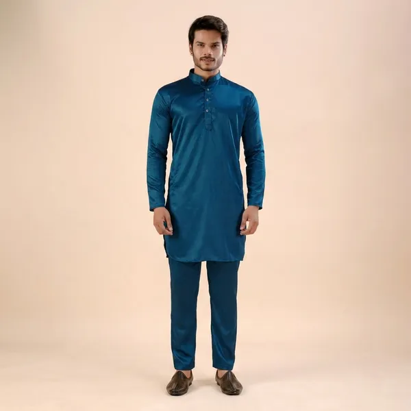 Koti_Set_D7_Short_Kurta_Petrol_Blue