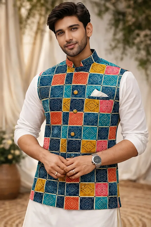 Bandhani_Koti_Blue